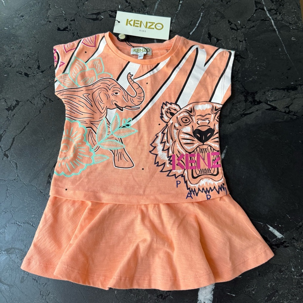 Kenzo Kids Casual Dress in Orange with Animal Print